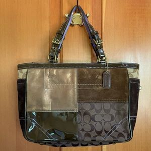 Vintage COACH # HO5J-8F69 Patchwork Tote Shoulder Bag Satchel Handbag
